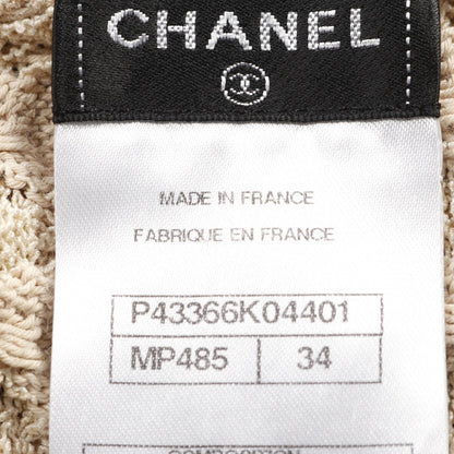 Chanel Navy Beige Coco Mark Button Dress Rayon Cotton Silk P 43366