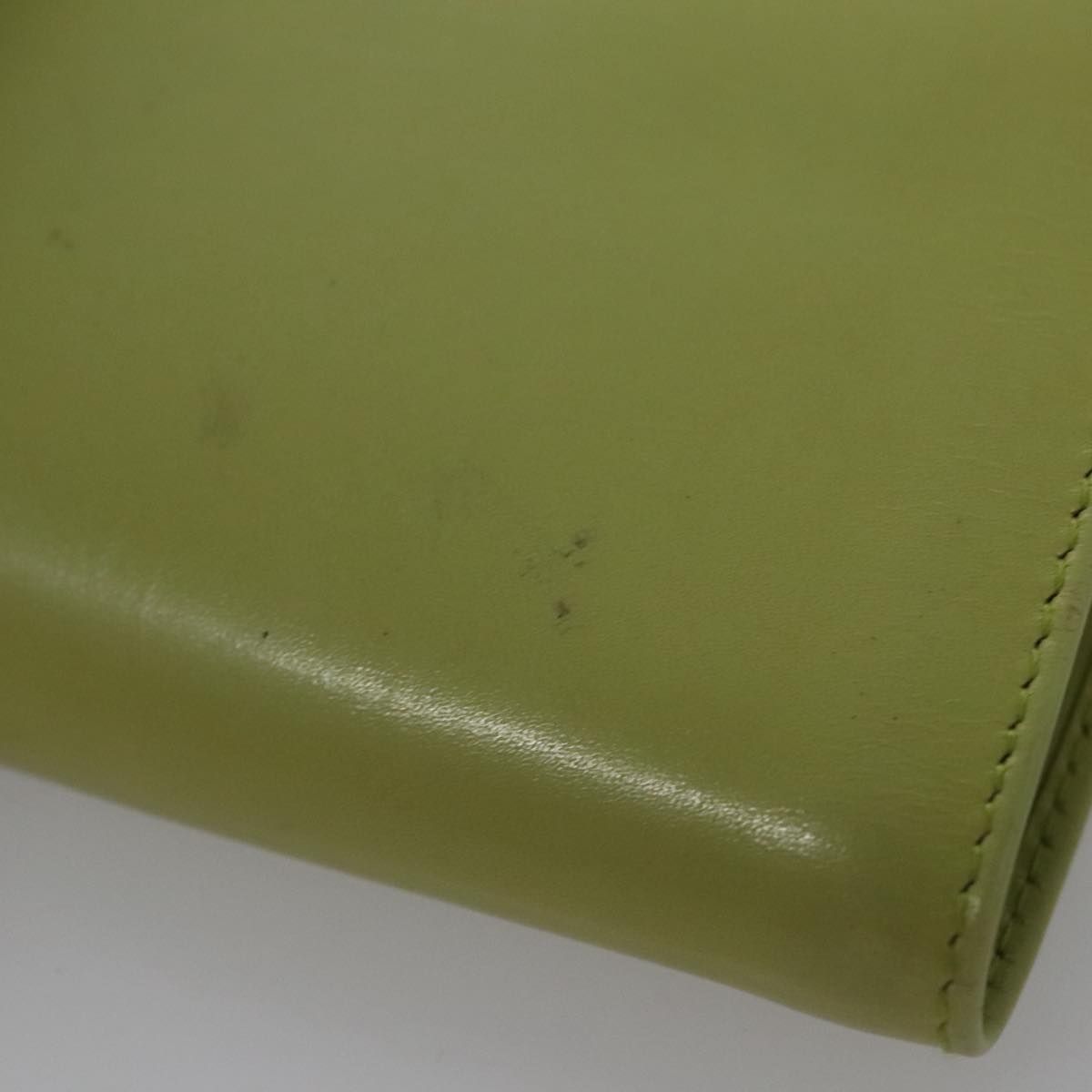 Prada Wallet Leather Green Gold Auth