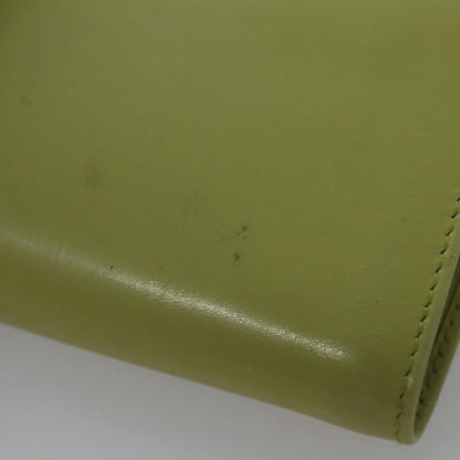 Prada Wallet Leather Green Gold Auth