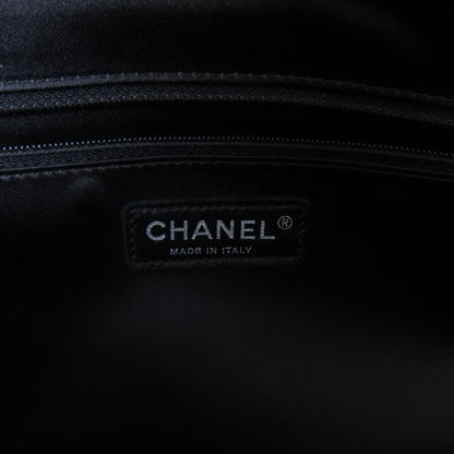 Chanel Black Cowhide Leather Gst Silver Crosshair Shoulder Bag Calfskin (cowhide)