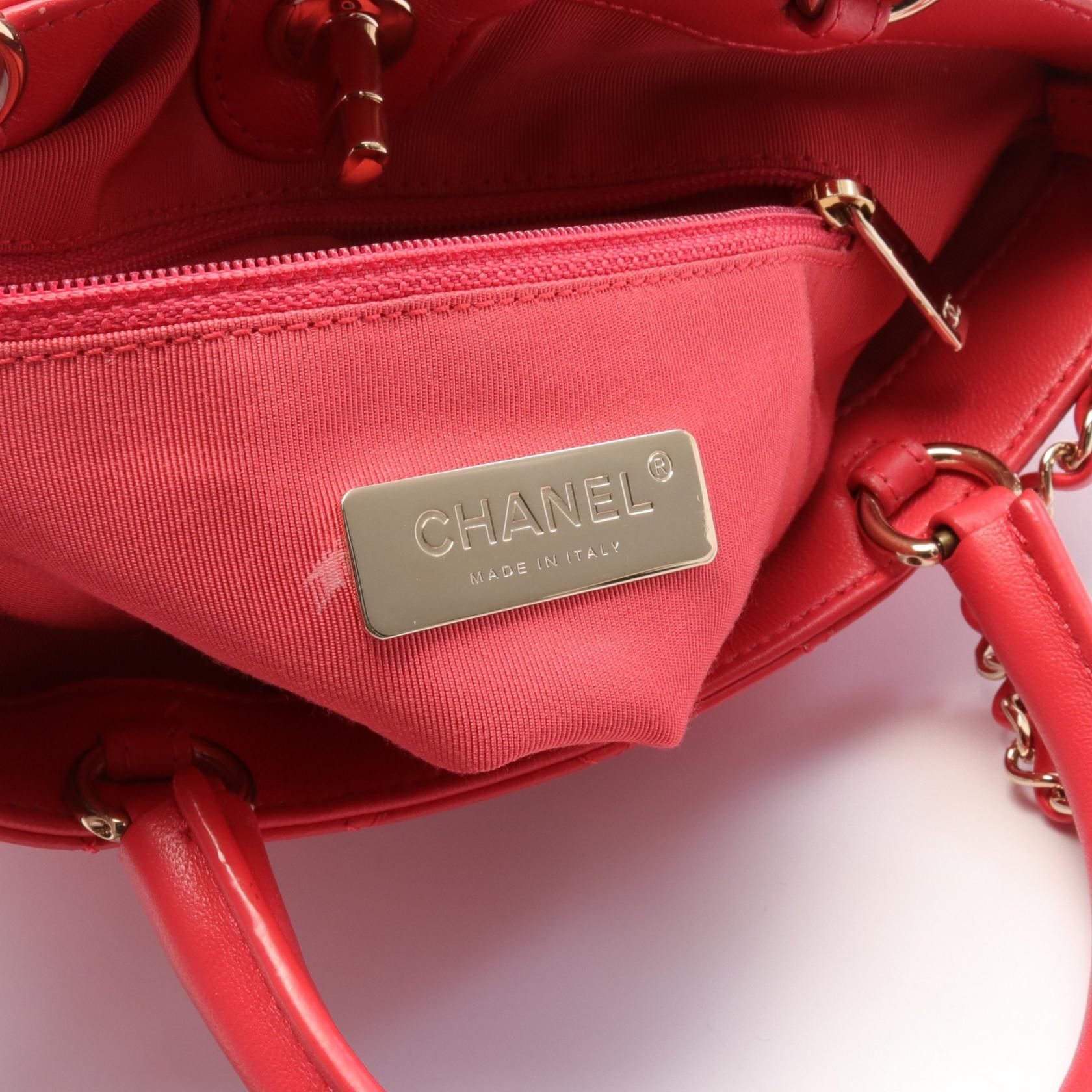 Chanel Red Matelasse Shoulder Bag Leather