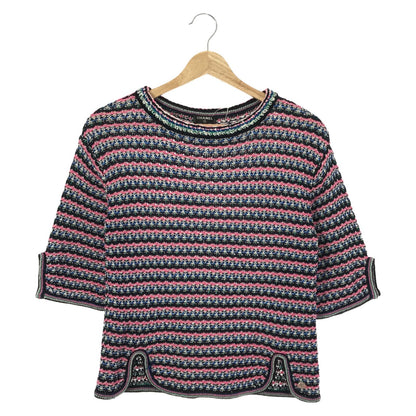 Chanel Short Sleeve Tweed Sweater Cotton Pink 36