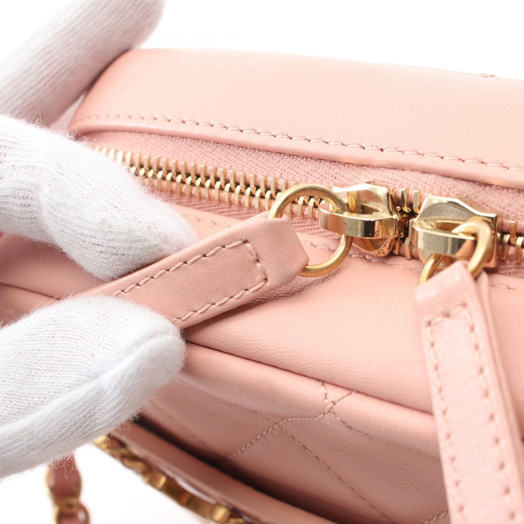 Chanel Matelasse Logo Camera Crossbody Bag As 1609 Leather Pink Ghw