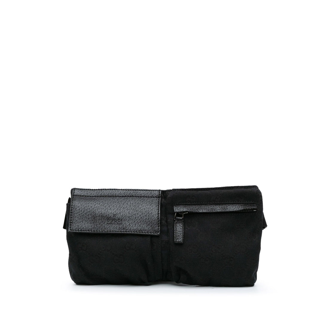 Gucci GG Canvas Double Pocket Belt Bag Black