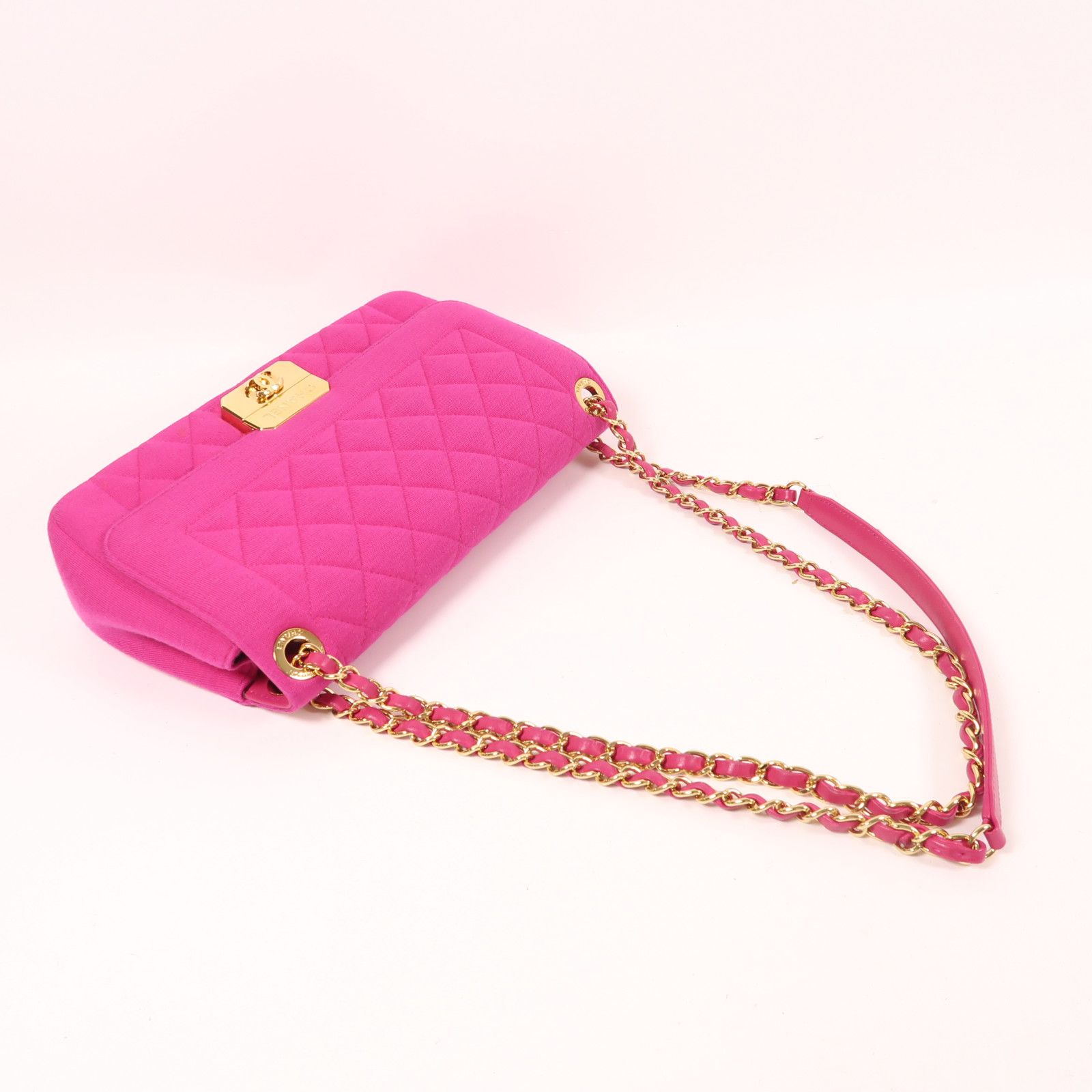 Chanel Pink Cotton/cowhide Leather Shoulder Bag Golden Shoulder Bag Powder Red Shoulder Bag Cotton Calfskin (cowhide)