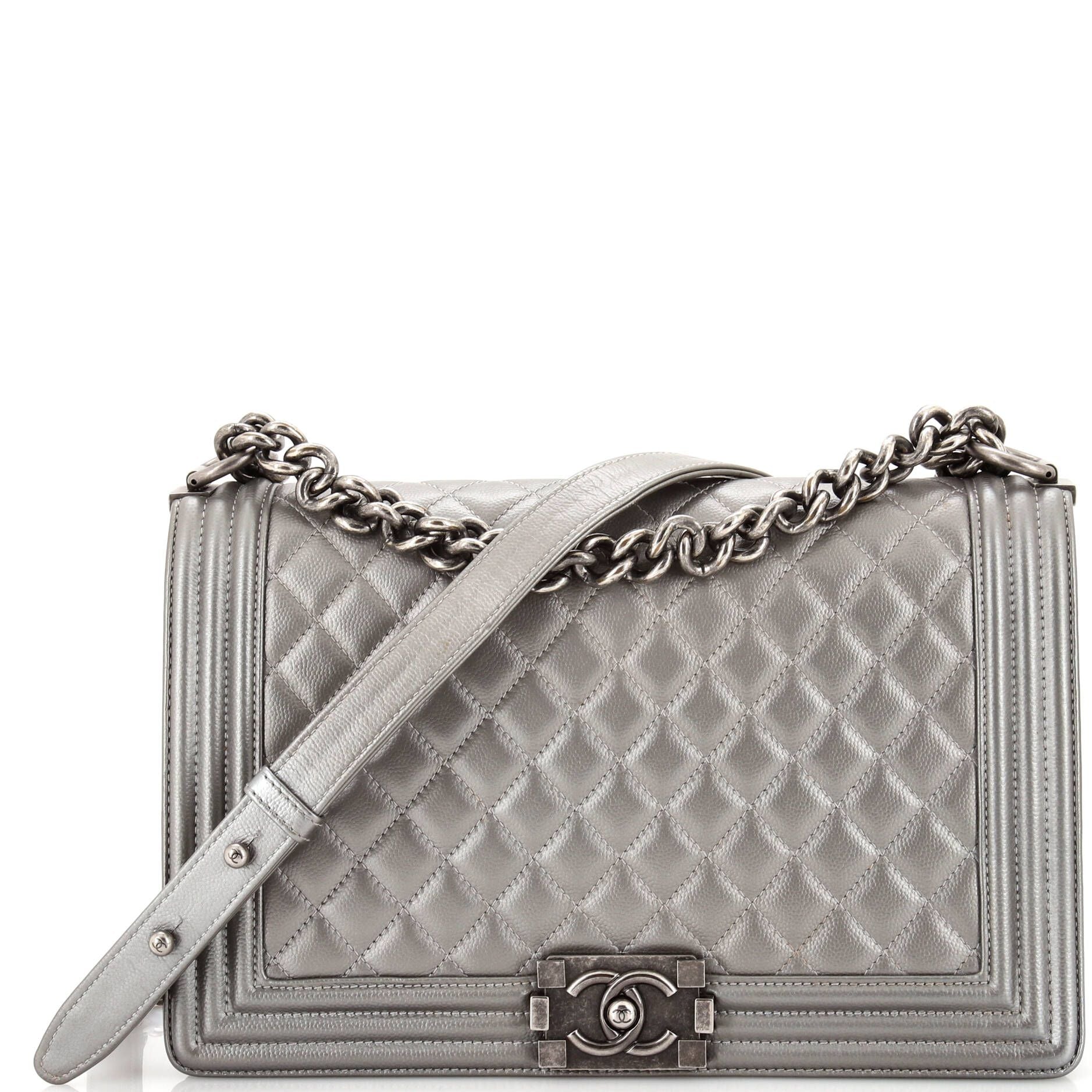 Chanel Boy Flap Bag Quilted Caviar New Medium