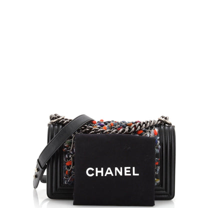 Chanel Boy Flap Bag Braided Tweed Old Medium