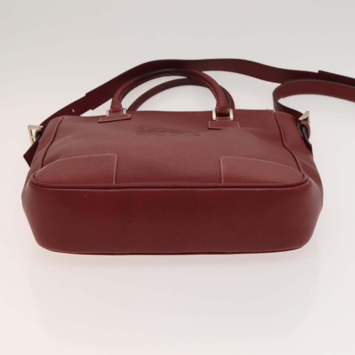 Loewe Anagram Hand Bag Leather 2way Red Silver Auth