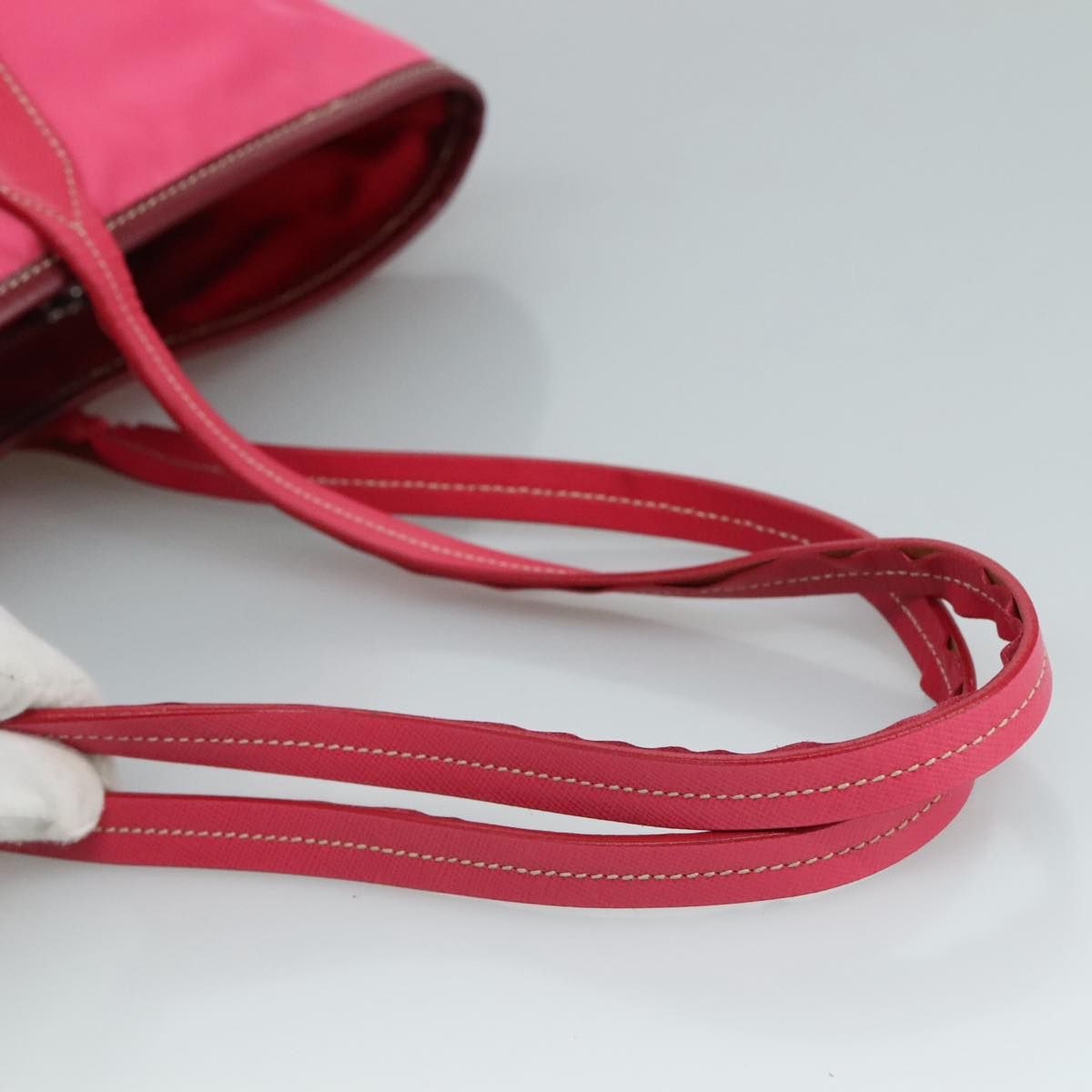 Prada Tote Bag Nylon Pink Silver Auth