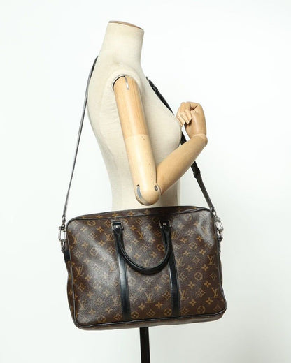Louis Vuitton Porte Documents Voyage Monogram Macassar Briefcase