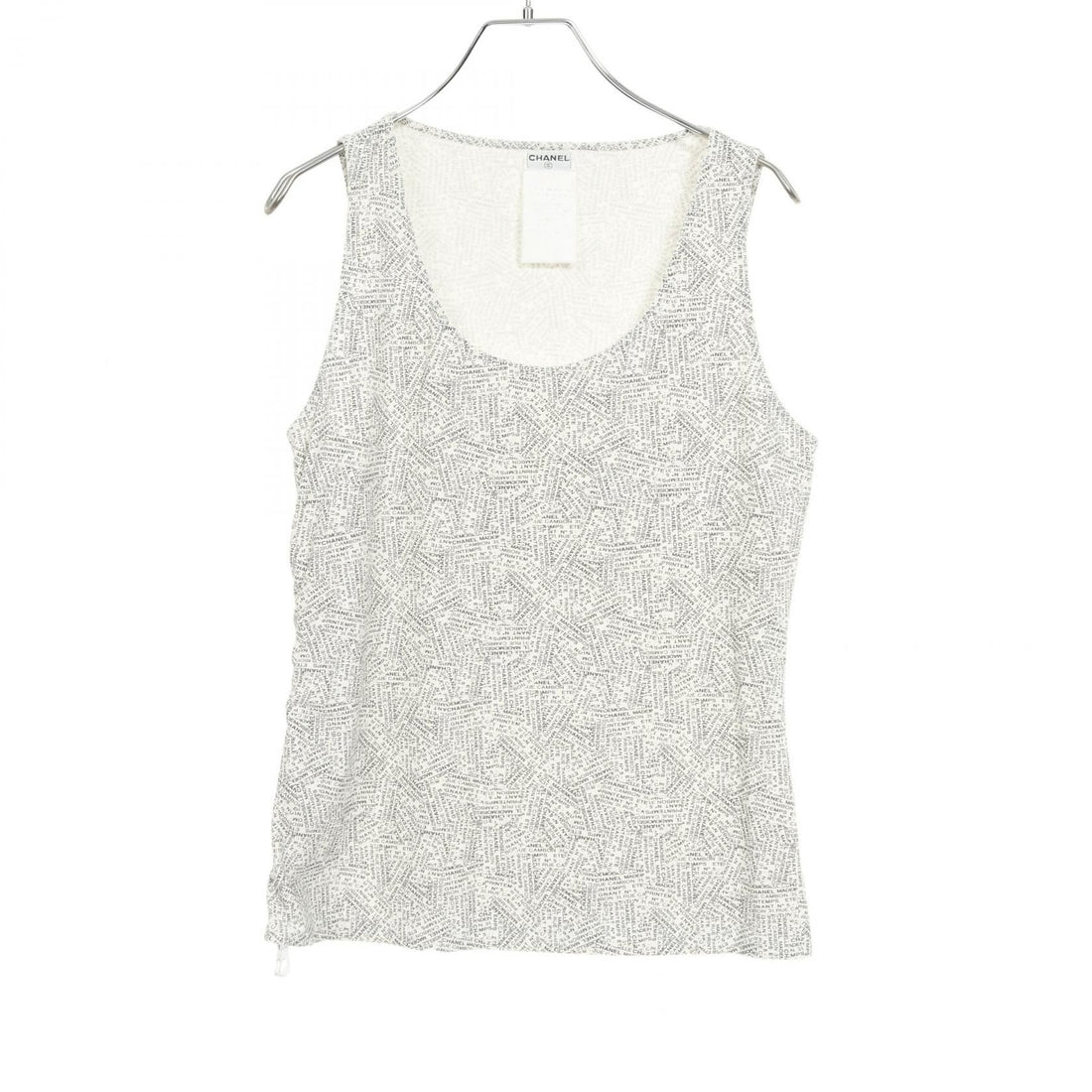 Chanel White Black All-over Logo Print Side Zip Tank Top Other Nylon P 12898v 07257