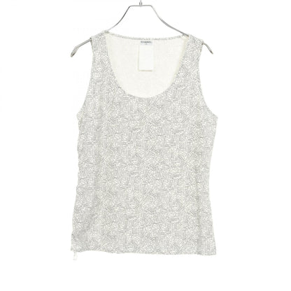 Chanel White Black All-over Logo Print Side Zip Tank Top Other Nylon P 12898v 07257