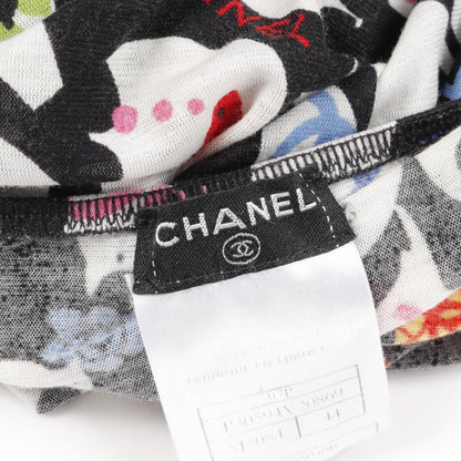 Chanel Black Multicolor Coco Mark Camelia Dress Cotton P 30594