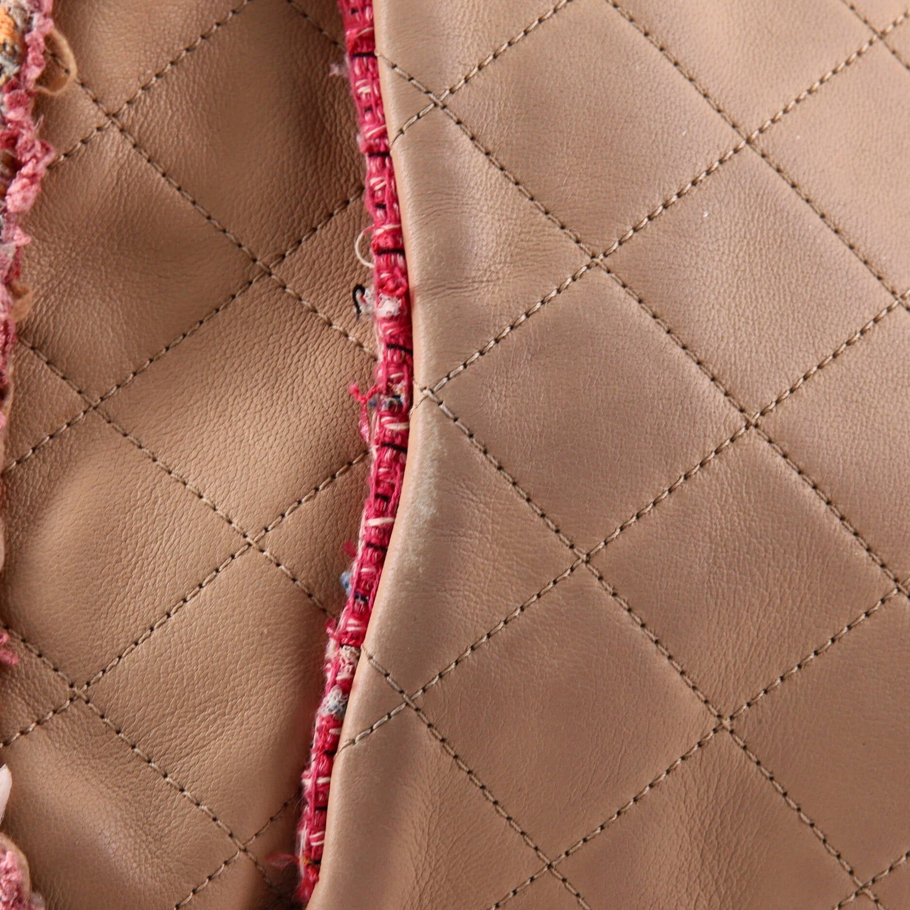 Chanel Elegant Trim Single Flap Bag Quilted Lambskin With Tweed Vertical