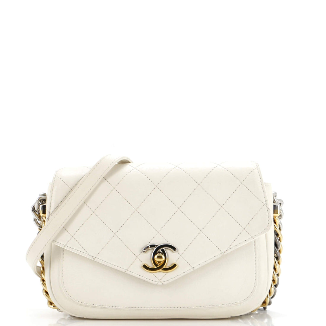 Chanel Two Tone Envelope Flap Bag Quilted Calfskin Medium