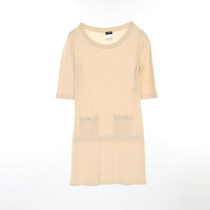 Chanel Beige Coco Mark Button Dress Cotton P 45651