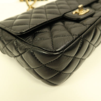 Chanel Black Sheepskin Leather Chain Shoulder Gold Leather Hand Grinded Shoulder And Back Bag Black 2way Shoulder