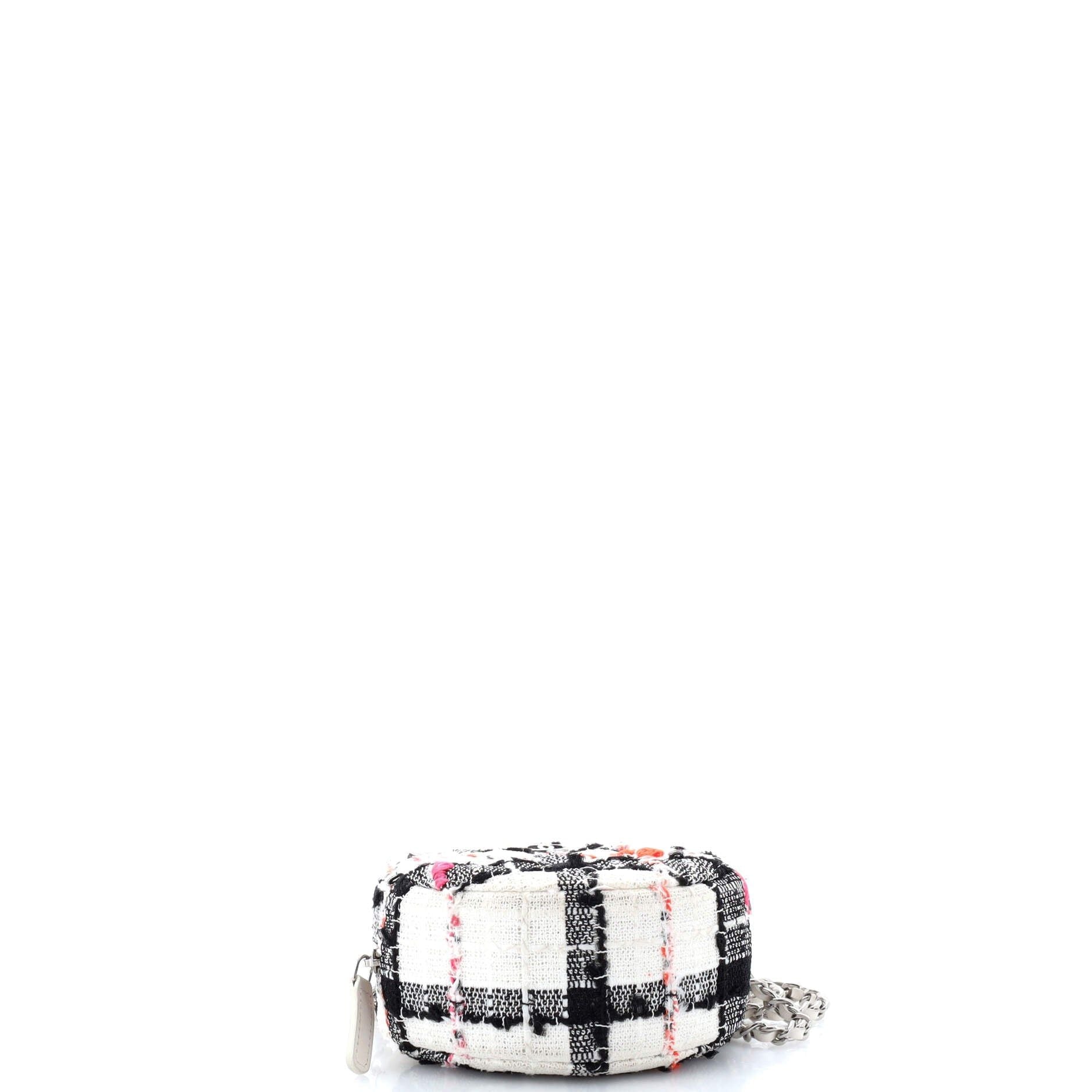 Chanel Round Clutch With Chain Quilted Tweed Mini
