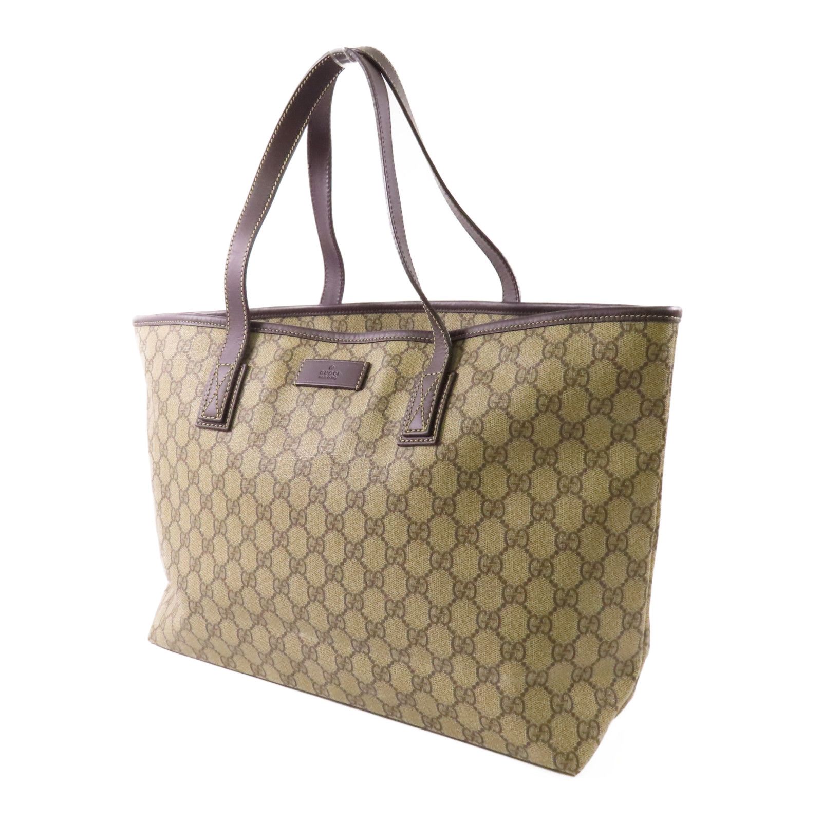 Gucci Layered Canvas Gg Tote Bag Handmade Bag Tote Bag Brown Pvc Coated Canvas 211137