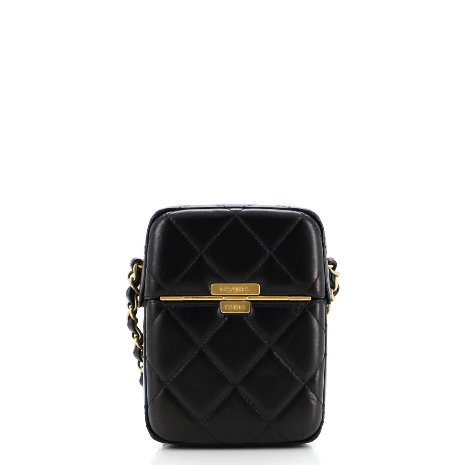 Chanel Diamond Lock Cc Phone Holder Crossbody Bag Quilted Lambskin Mini