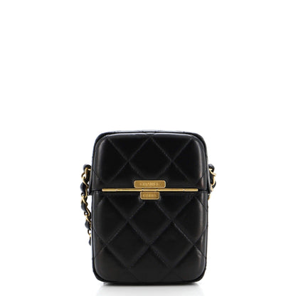 Chanel Diamond Lock Cc Phone Holder Crossbody Bag Quilted Lambskin Mini