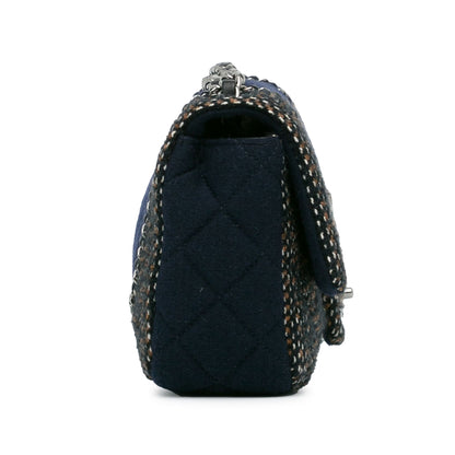 Chanel Small Jersey Tweed Flap Blue