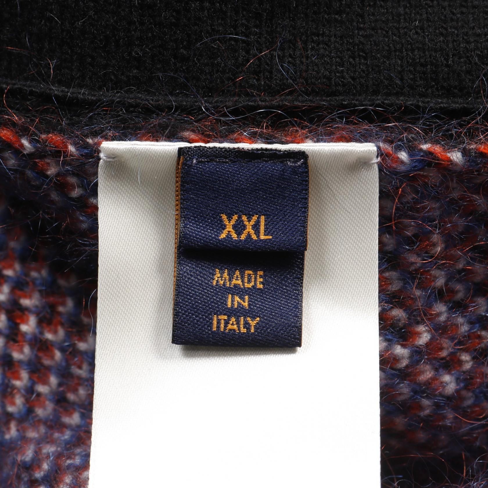 Louis Vuitton Lv Logo Chunky Wool Orange Black Blue Orange Cardigan Rm 241m Czw Hqn 12w