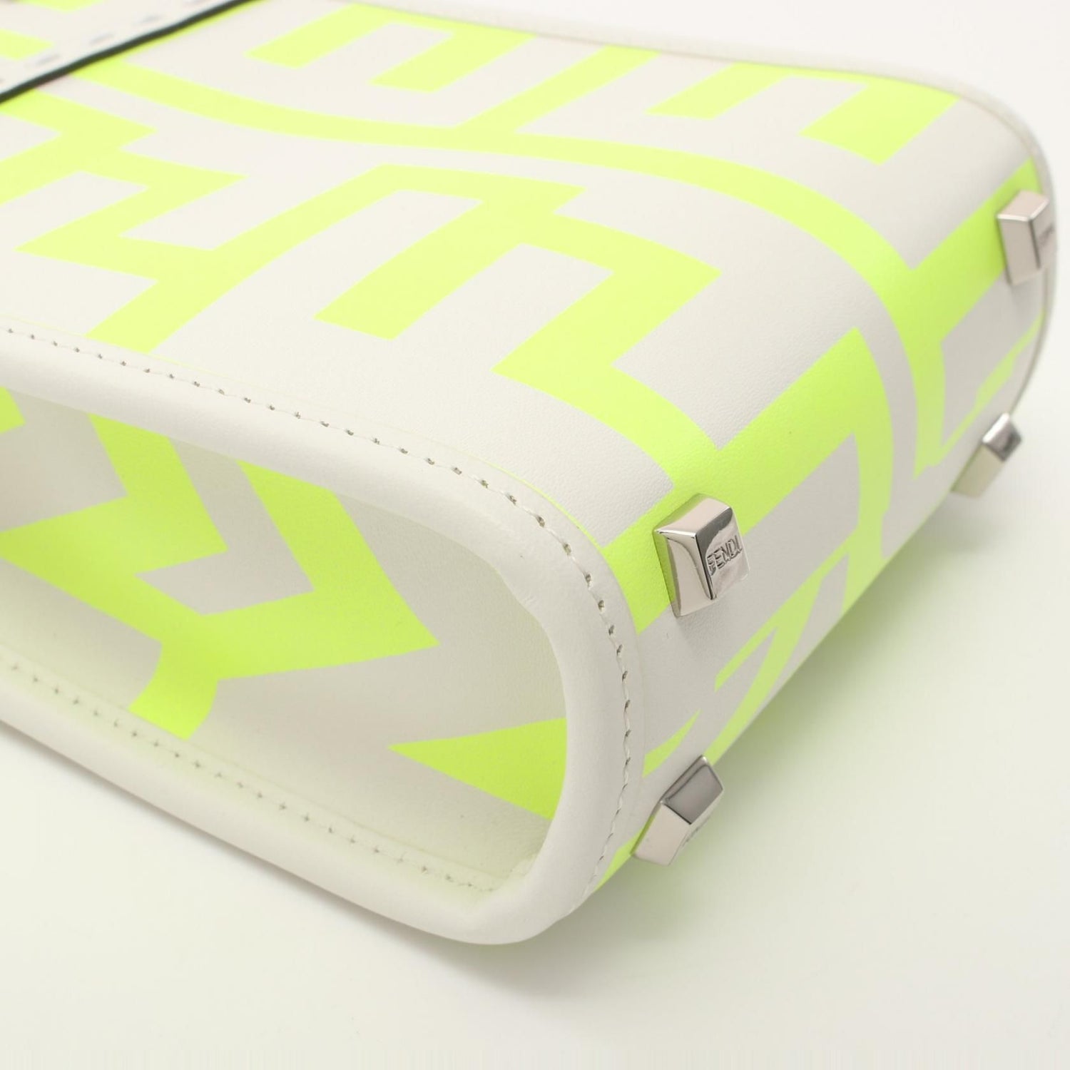 Fendi X Marc Jacobs Sunshine Shopper Mini Handbag White Yellow Leather 8bs 051