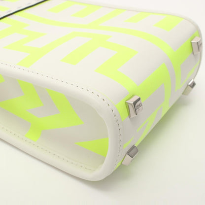 Fendi X Marc Jacobs Sunshine Shopper Mini Handbag White Yellow Leather 8bs 051