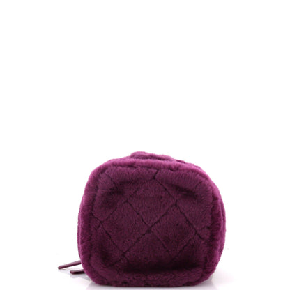 Chanel Coconing Top Handle Vanity Case With Chain Quilted Shearling Small