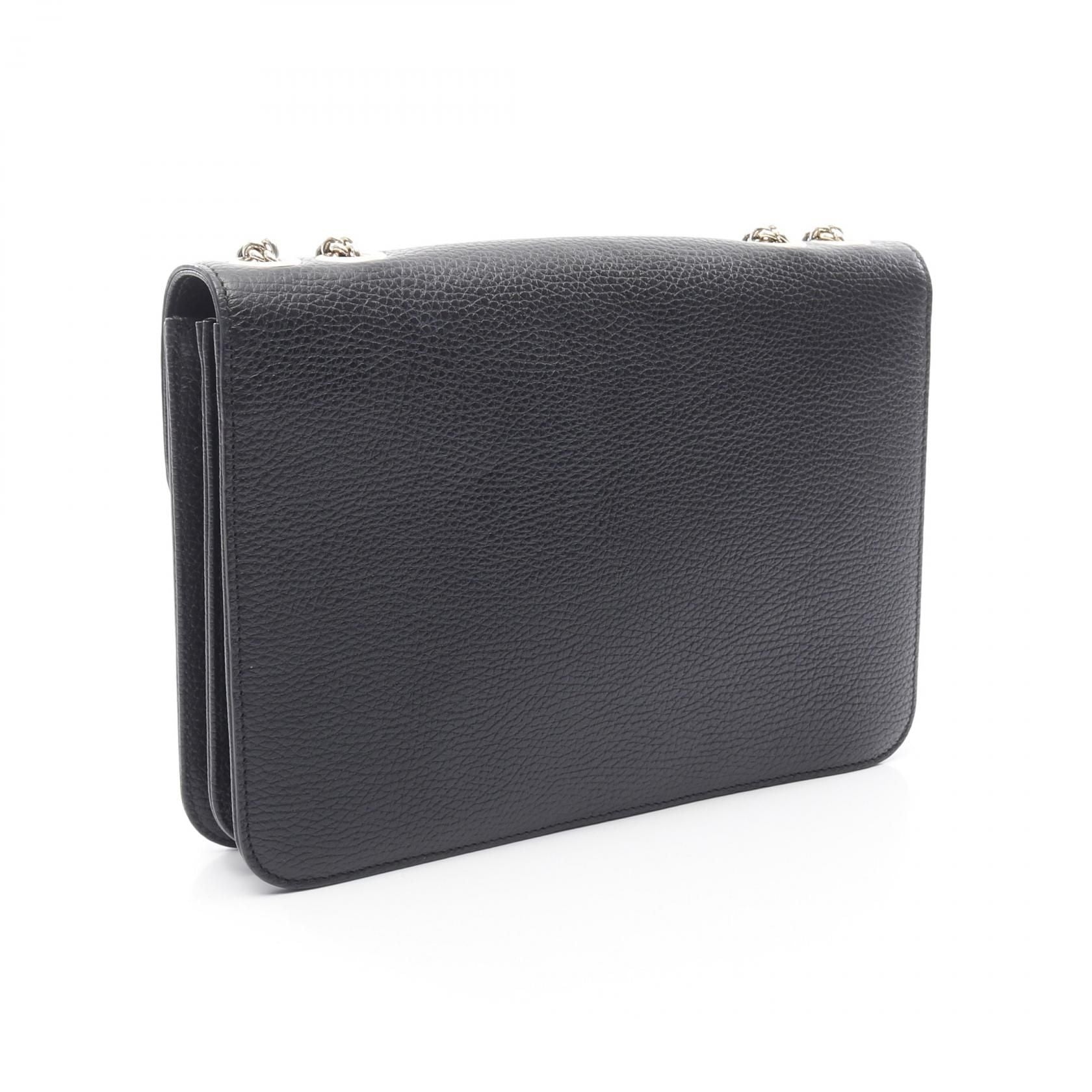 Gucci Interlocking G Shoulder Bag Black Leather 510303