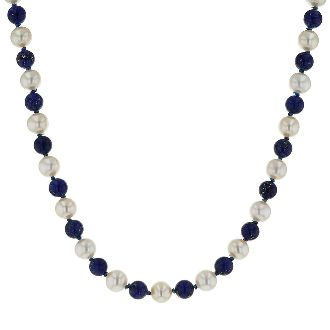 Lapis lazuli, pearls and gold necklace