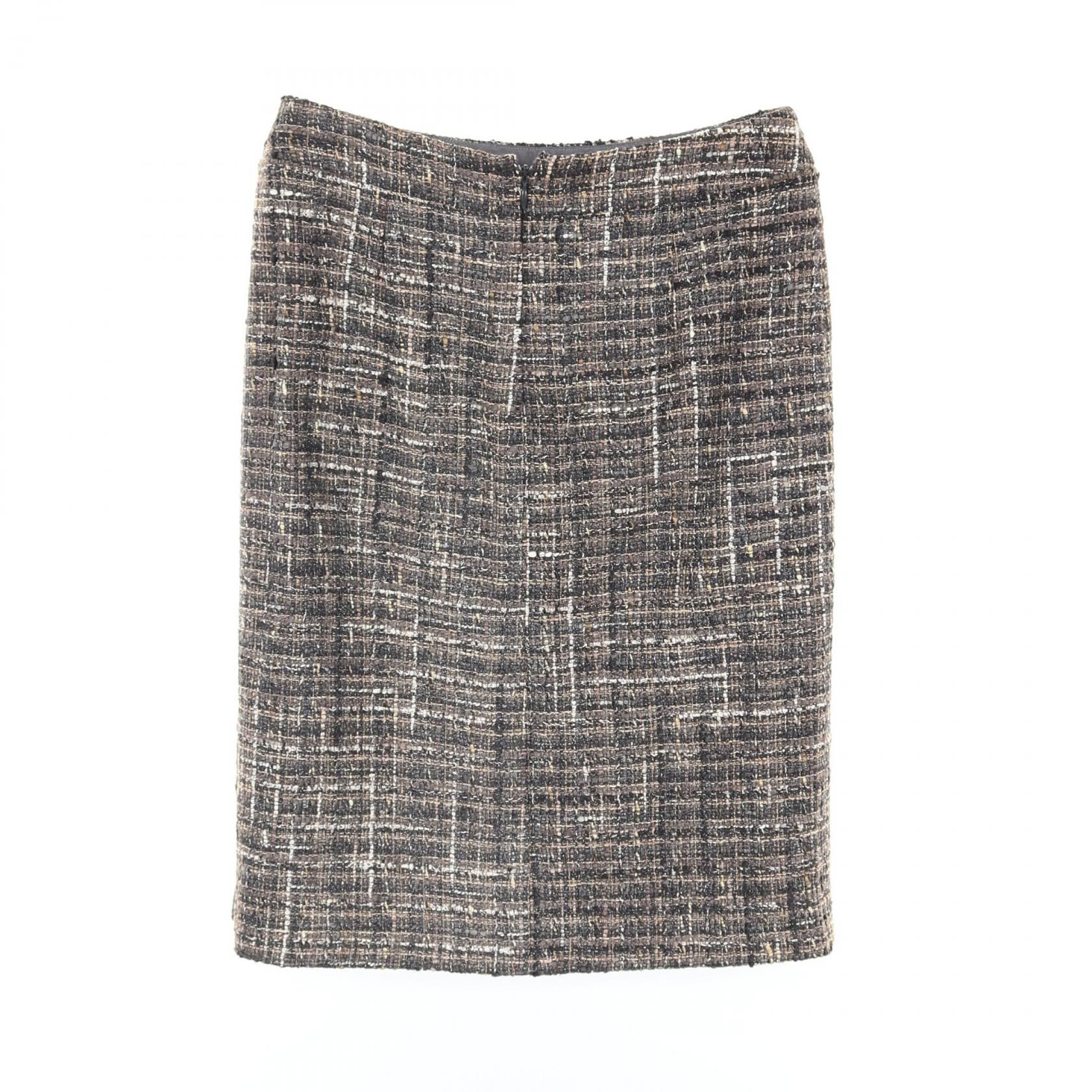 Chanel Gray Skirt Silk Wool Fabric P 26821v 17016
