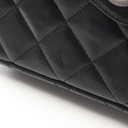 Chanel Matelasse W Flap Shoulder Bag Lambskin Black