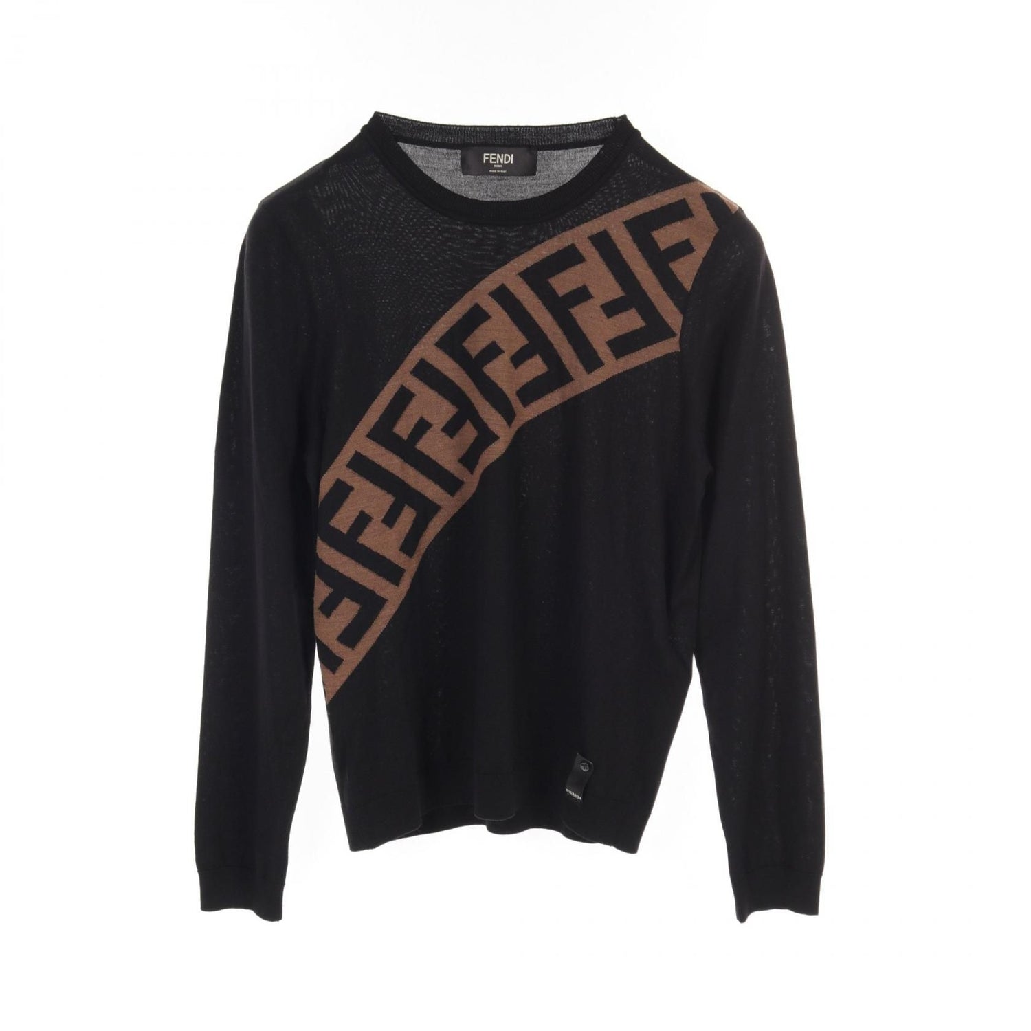 Fendi Zucca Knit Sweater Fzz 426 A 4xh Wool Black Brown Mens 44