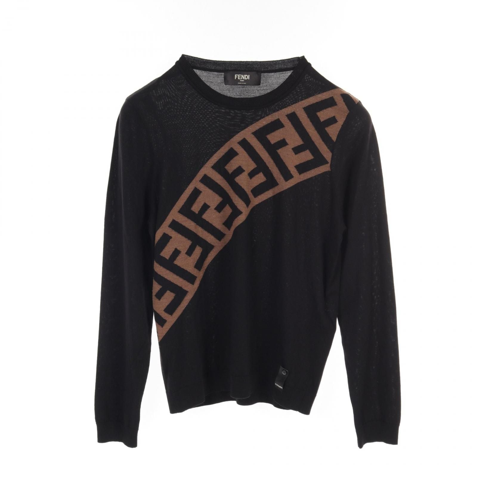 Fendi Zucca Knit Sweater Fzz 426 A 4xh Wool Black Brown Mens 44