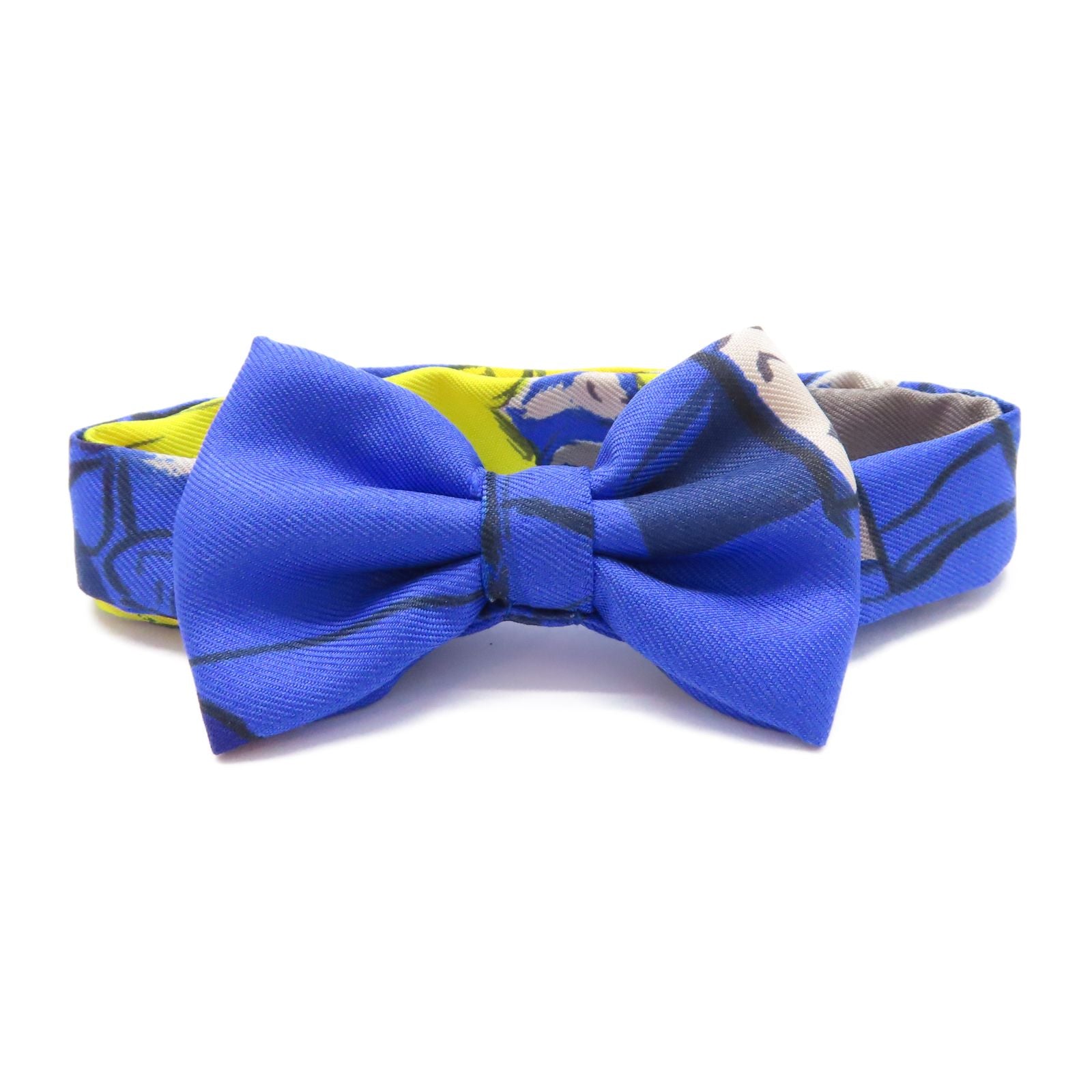 Hermes Silk Mini Ribbon Bow Blue Tie Blue Silk