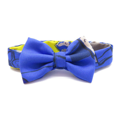 Hermes Silk Mini Ribbon Bow Blue Tie Blue Silk