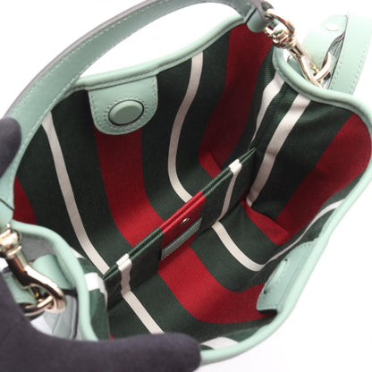 Gucci Gg Emblem Small Bucket Bag Green Pvc Coated Canvas 815118 Fad 6l 8458