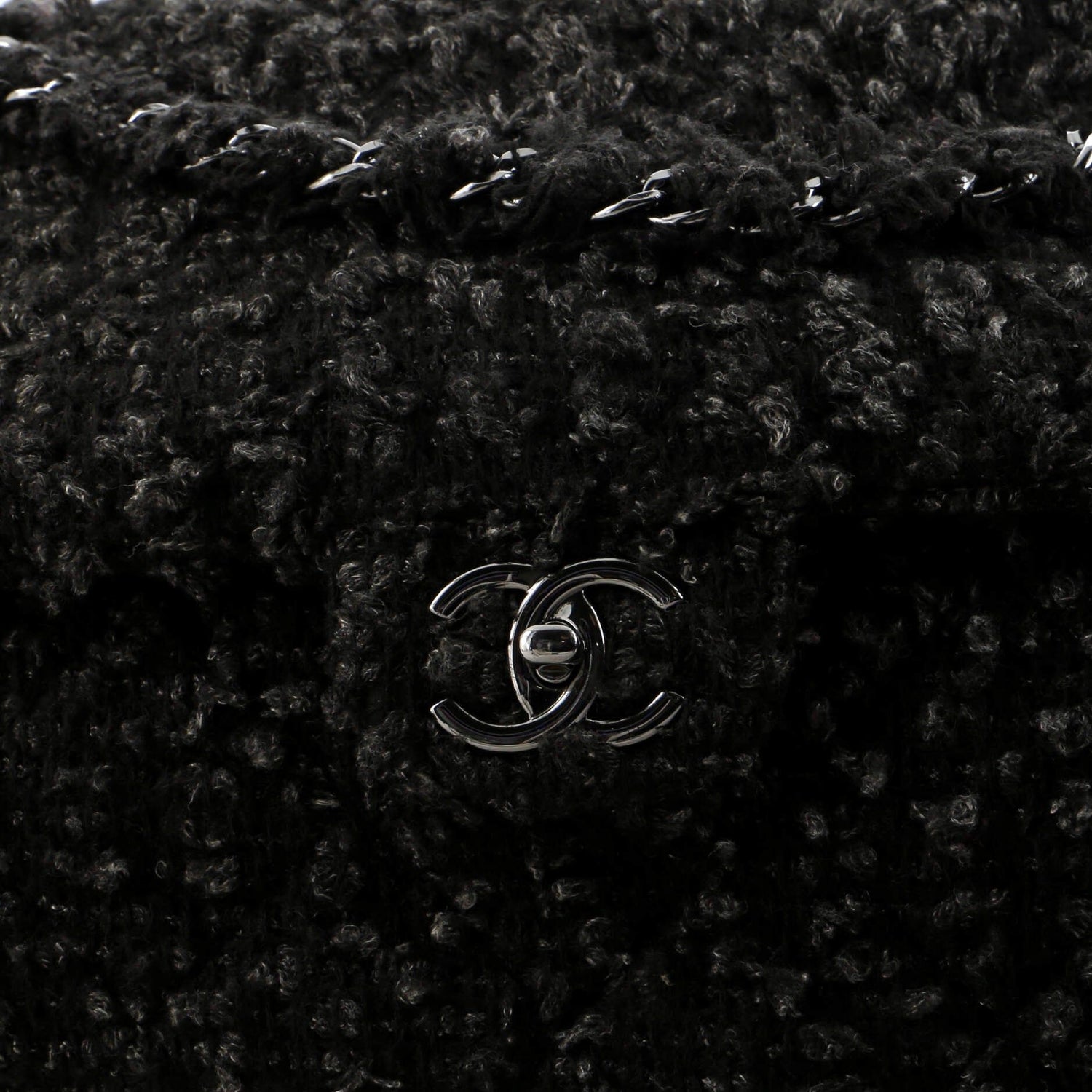 Chanel CC Lock Flap Messenger Bag Tweed Medium