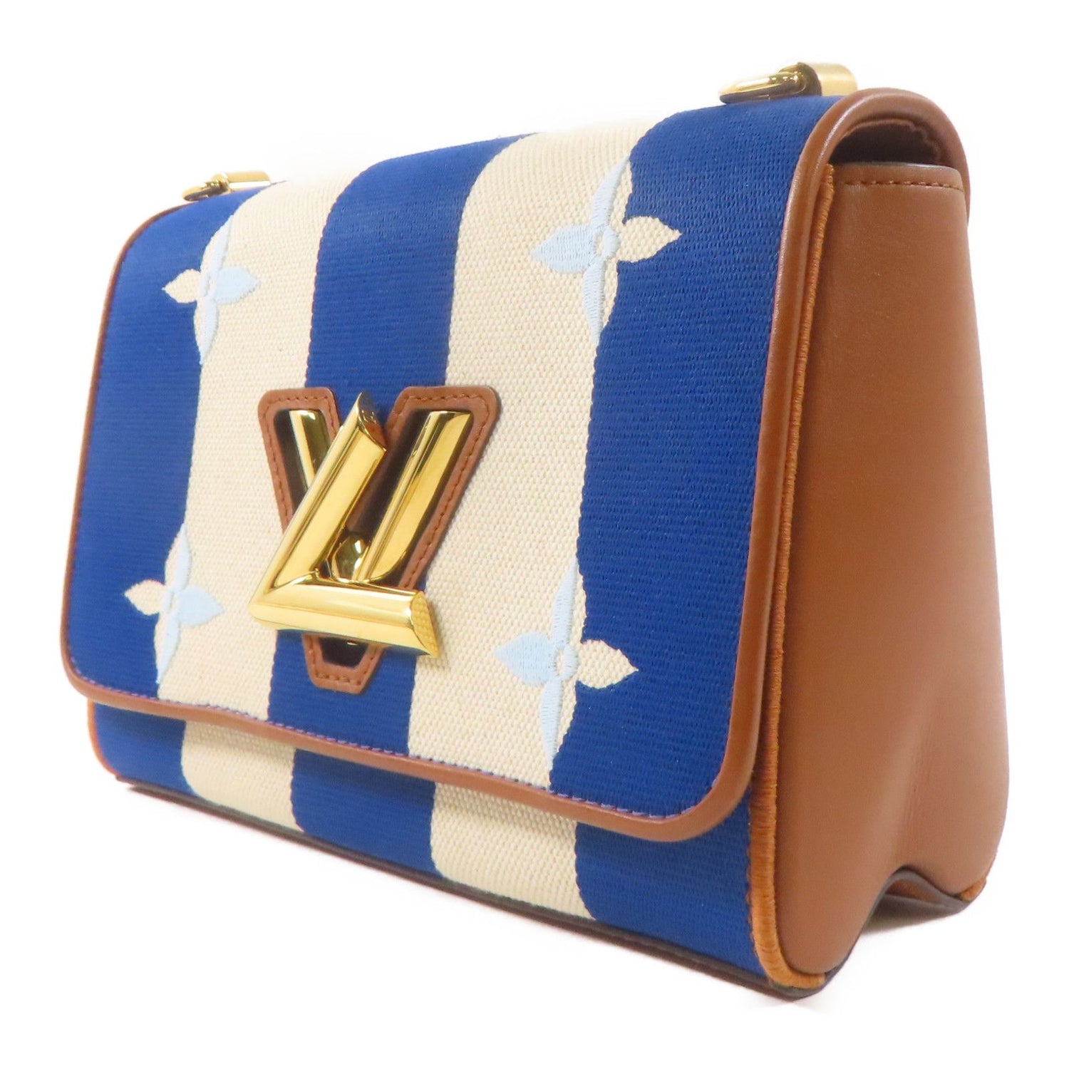 Louis Vuitton Canvas/leather Twist Gold Shoulder Back Bag Blue/white/black Blue White Blue/white/brown Shoulder Bag M 57