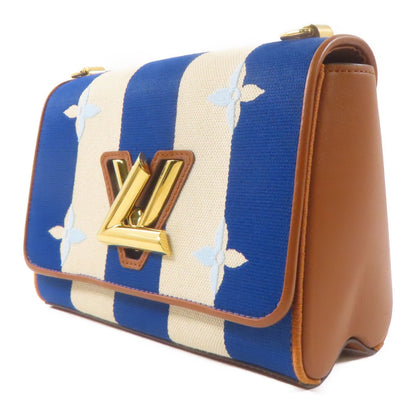 Louis Vuitton Canvas/leather Twist Gold Shoulder Back Bag Blue/white/black Blue White Blue/white/brown Shoulder Bag M 57