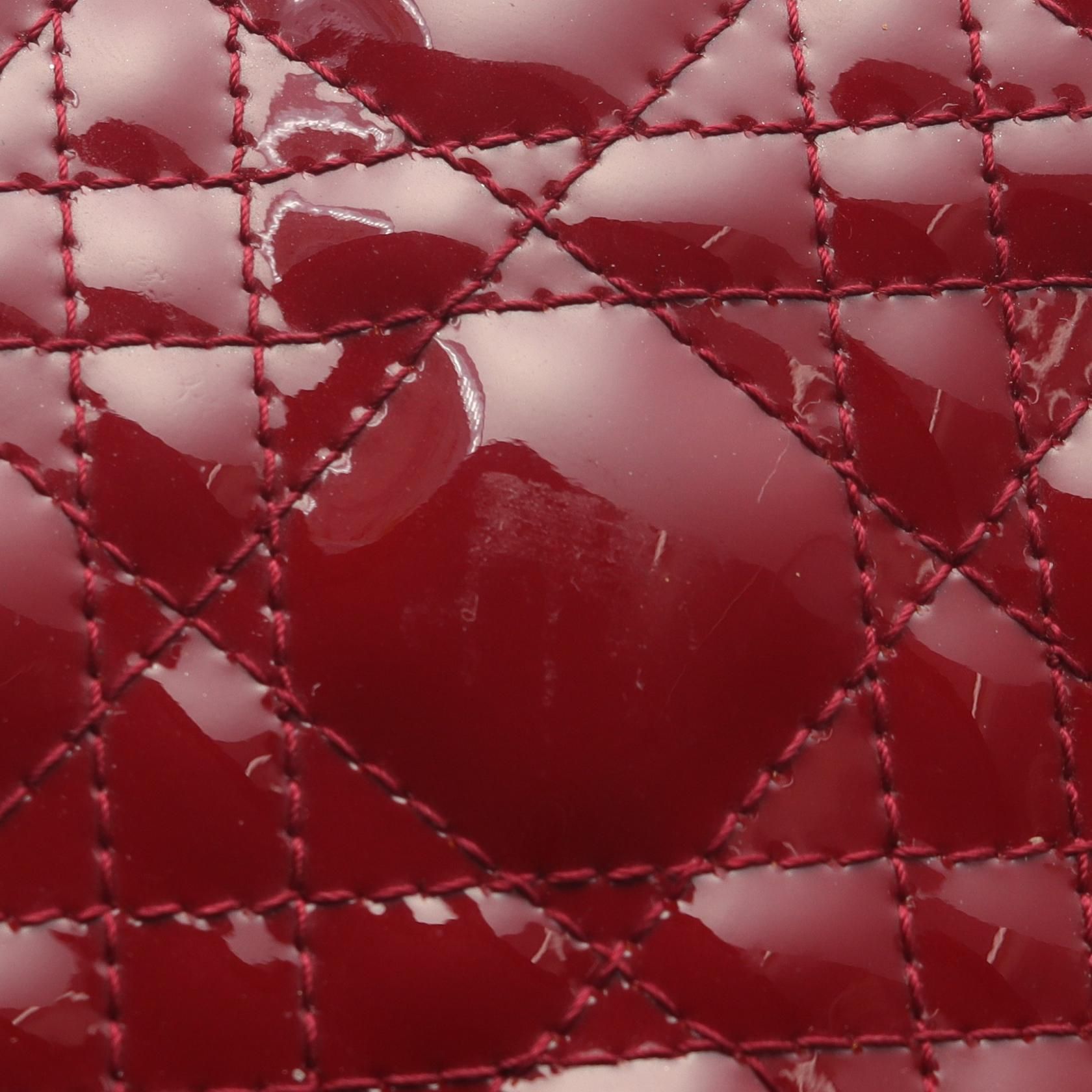 Christian Dior Christian Dior Large Cannage Handbag Red Patent Leather