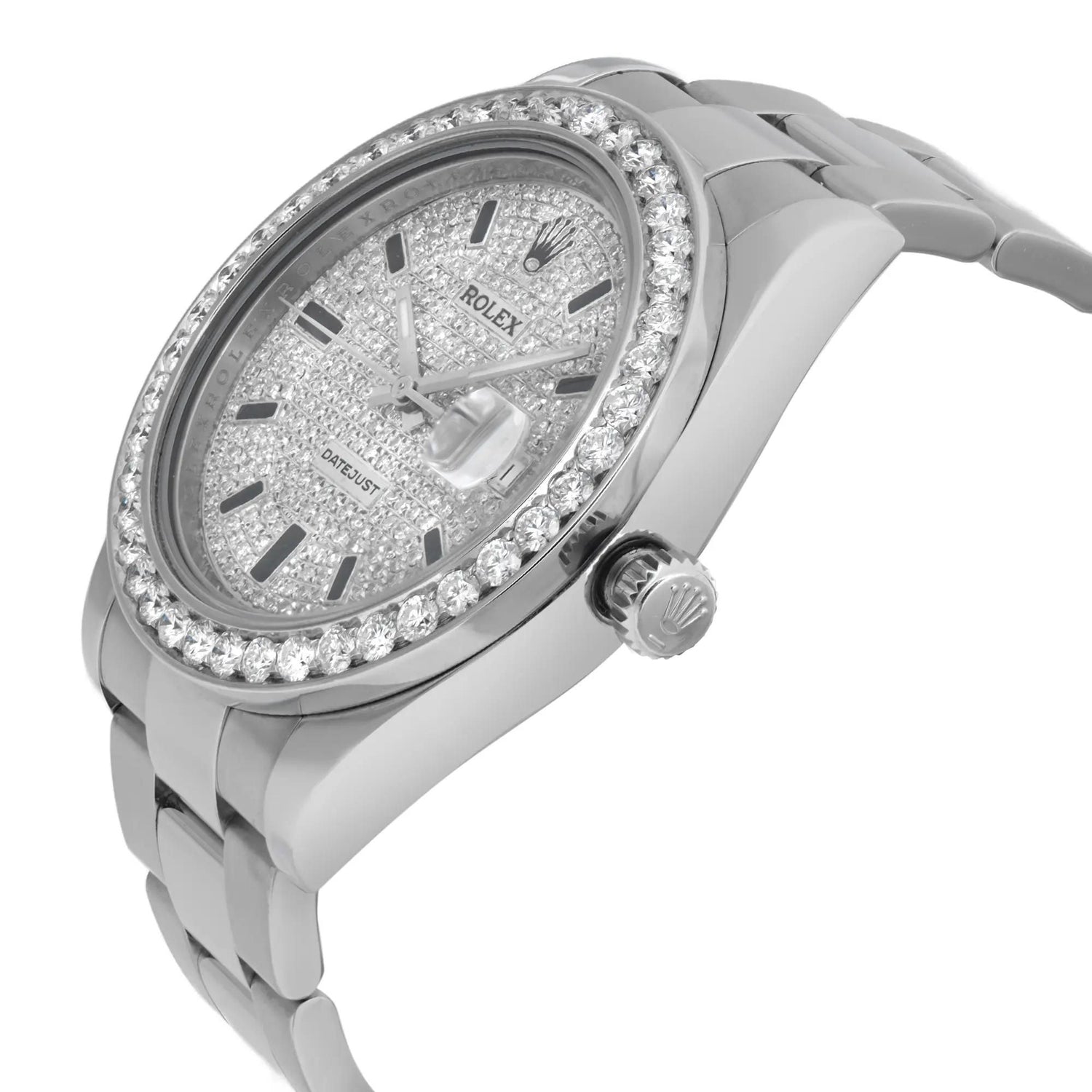 Rolex Datejust 41MM Steel Custom Diamond Dial Automatic Mens Watch 116334