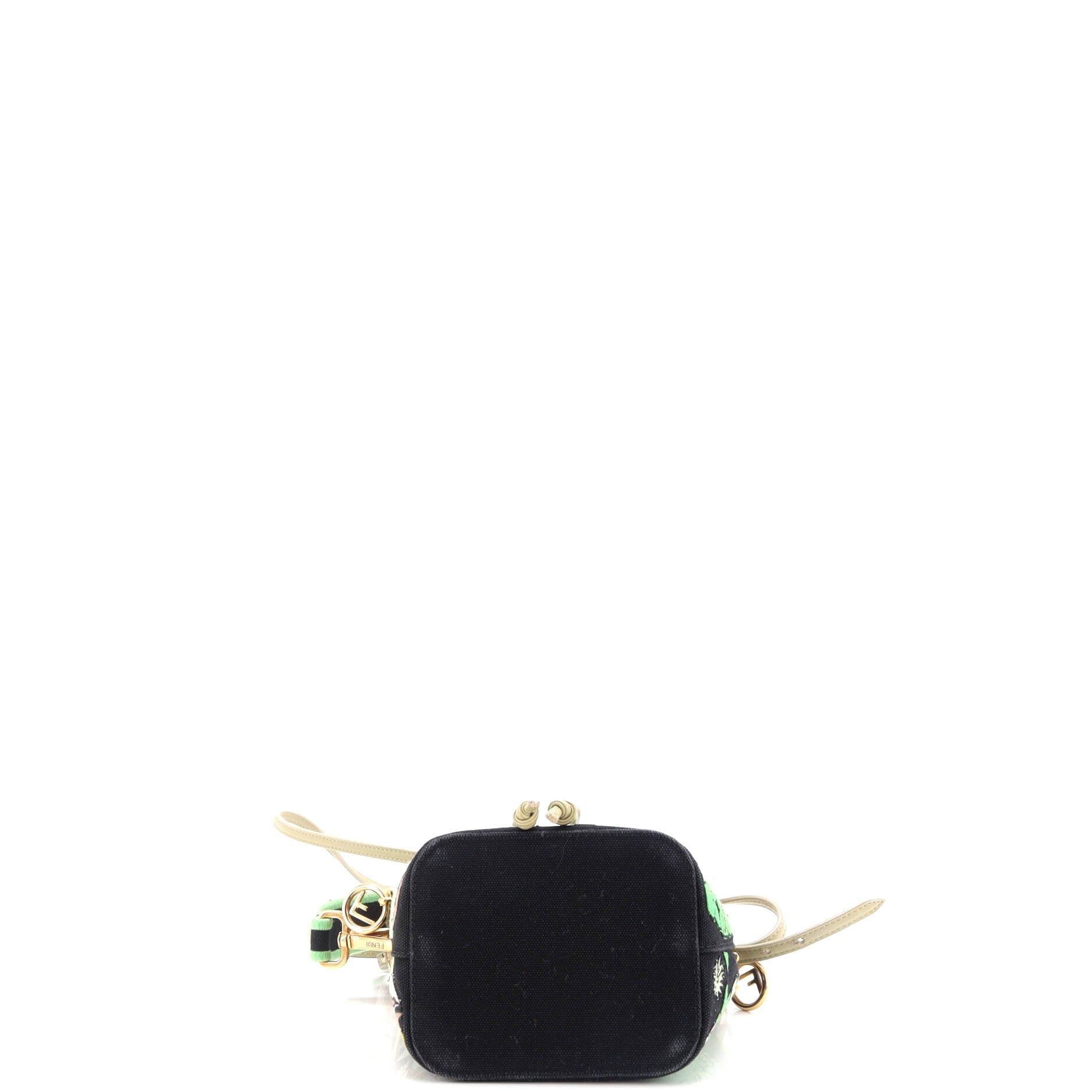 Fendi Mon Tresor Bucket Bag Embroidered Canvas Mini