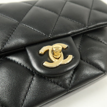 Chanel Black Sheepskin Leather Chain Shoulder Bag With Gold Buckle Black Shoulder Bag Lambskin (