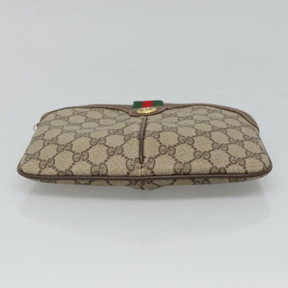 Gucci Gg Supreme Web Sherry Line Shoulder Bag Pvc Beige Red Green Auth