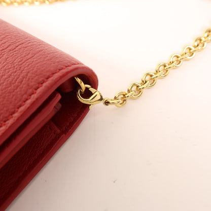 Saint Laurent Cowhide Leather Belle De Jour Wallet On Chain Golden Cross Shoulder Back Bag Red Calfsk