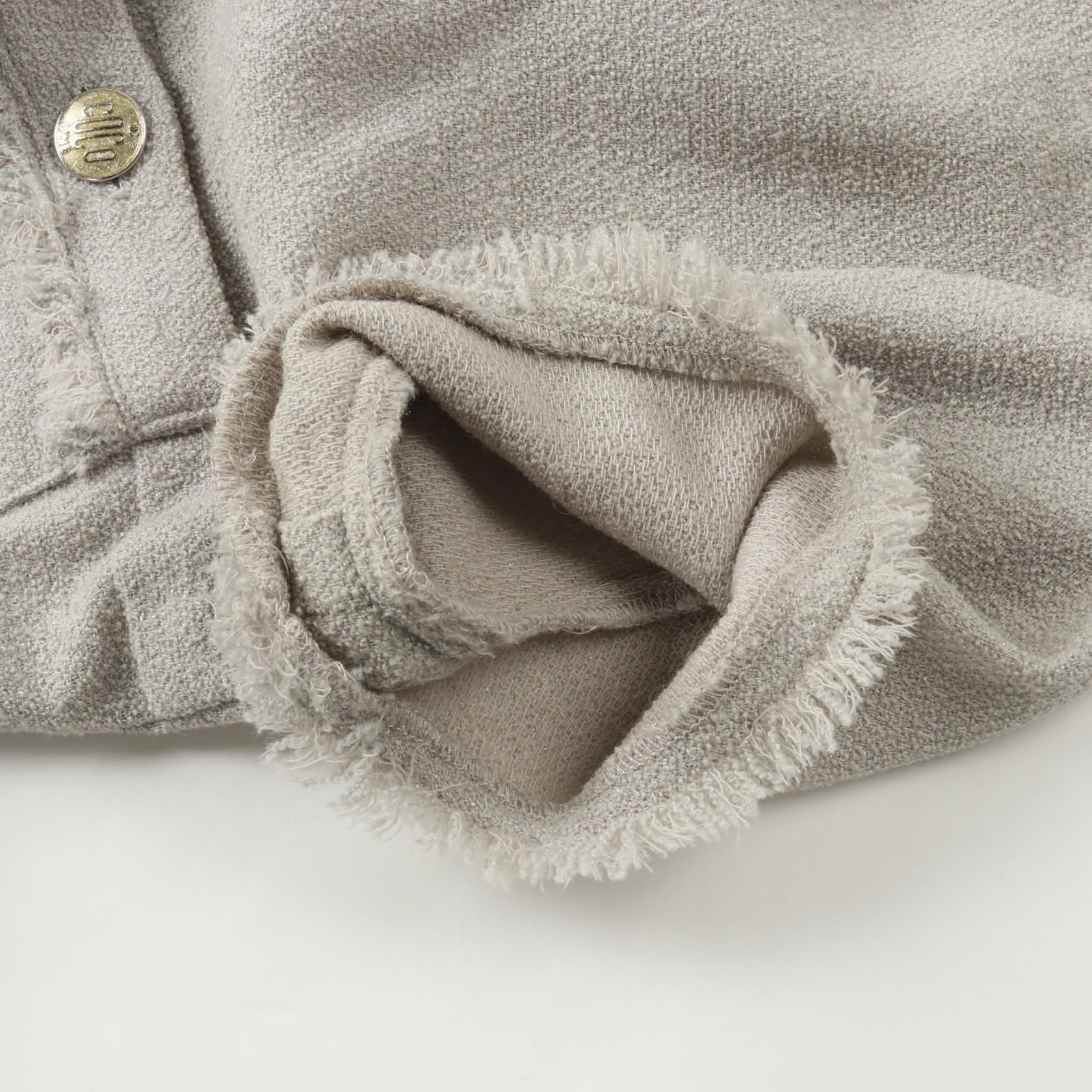 Chanel Gray Coco Button Blouse Wool Nylon P 32246