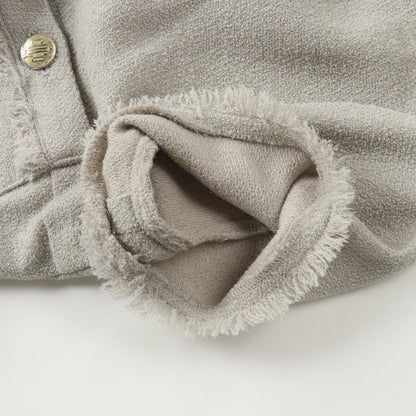 Chanel Gray Coco Button Blouse Wool Nylon P 32246